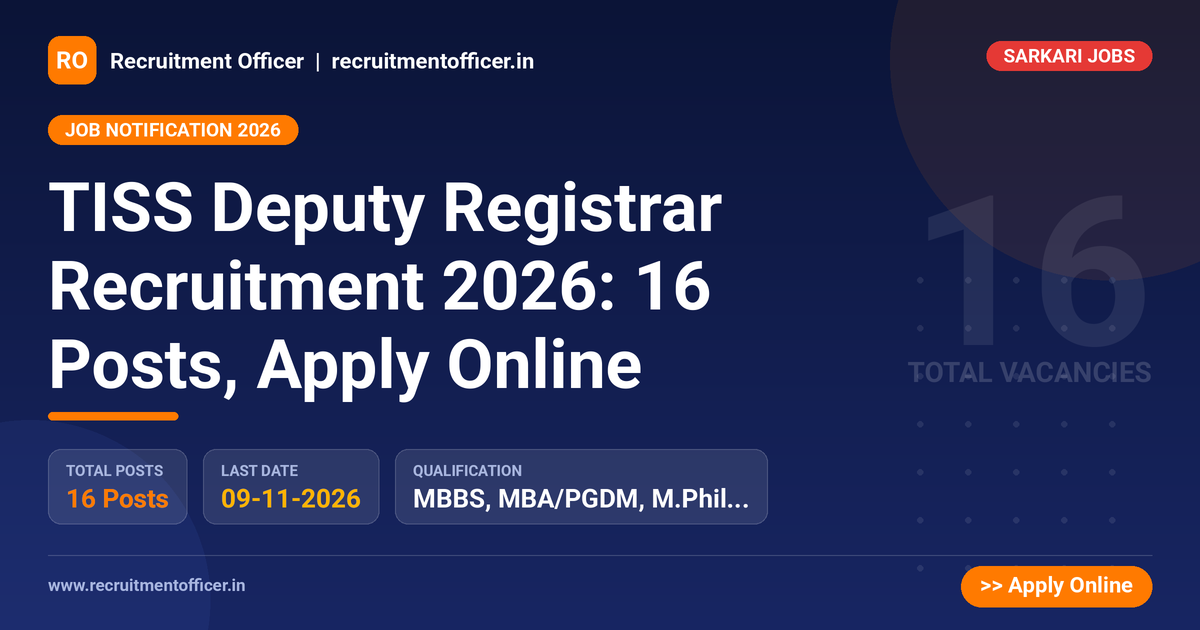 TISS Deputy Registrar Recruitment 2026: 16 Posts, Apply Online - NRAI nrai.in