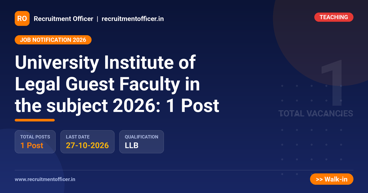 University Institute of Legal Guest Faculty in the subject 2026: 1 Post 1 University Institute of Legal Guest Faculty in the subject 2026: 1 Post - NRAI nrai.in