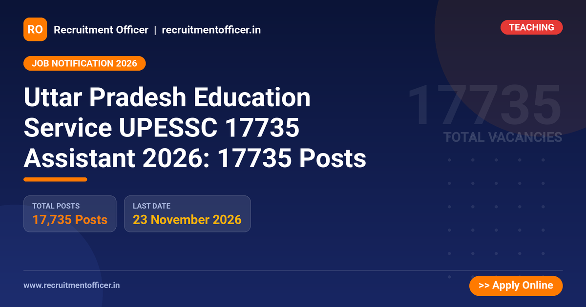 Uttar Pradesh Education Service UPESSC 17735 Assistant 2026: 17735 Posts - NRAI nrai.in