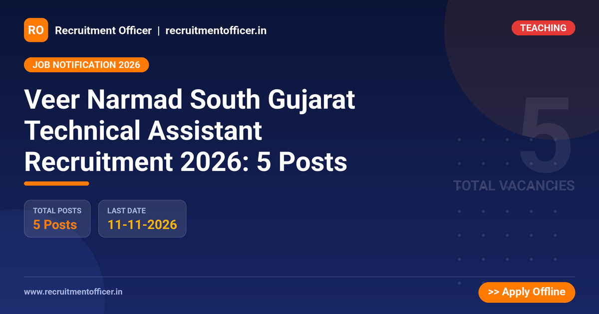 Veer Narmad South Gujarat Technical Assistant Recruitment 2026: 5 Posts 1 Veer Narmad South Gujarat Technical Assistant Recruitment 2026: 5 Posts - NRAI nrai.in