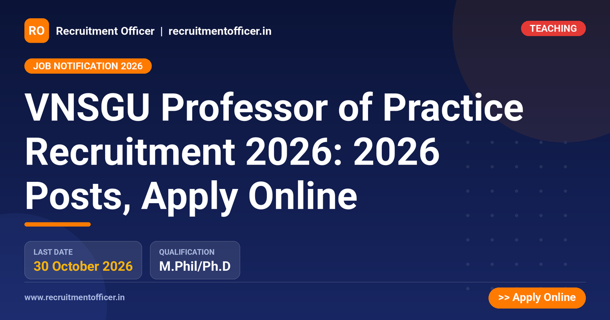 VNSGU Professor of Practice Recruitment 2026: 2026 Posts, Apply Online 1 VNSGU Professor of Practice Recruitment 2026: 2026 Posts, Apply Online - NRAI nrai.in
