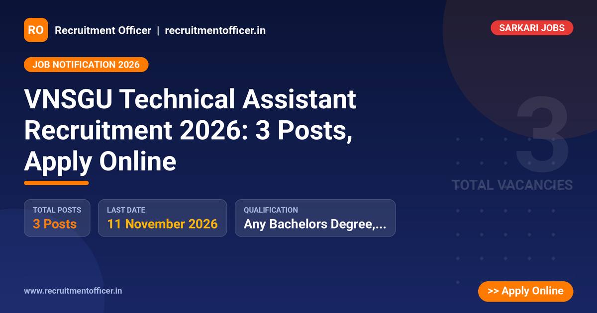 VNSGU Technical Assistant Recruitment 2026: 3 Posts, Apply Online - NRAI nrai.in