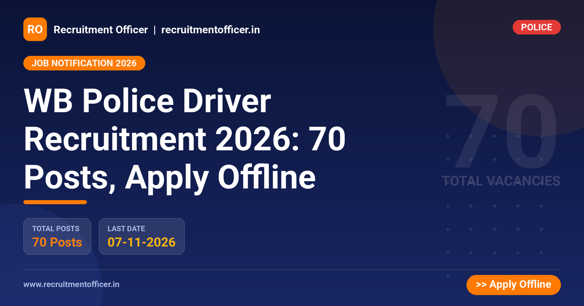 WB Police Driver Recruitment 2026: 70 Posts, Apply Offline 1 WB Police Driver Recruitment 2026: 70 Posts, Apply Offline - NRAI nrai.in