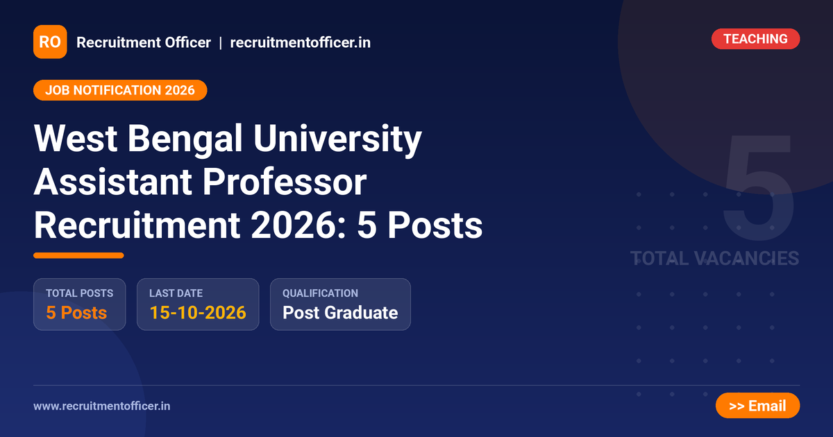 West Bengal University Assistant Professor Recruitment 2026: 5 Posts - NRAI nrai.in