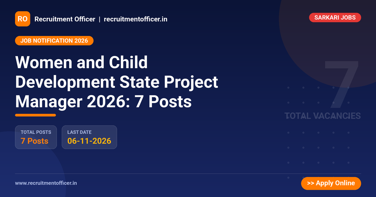 Women and Child Development State Project Manager 2026: 7 Posts 1 Women and Child Development State Project Manager 2026: 7 Posts - NRAI nrai.in