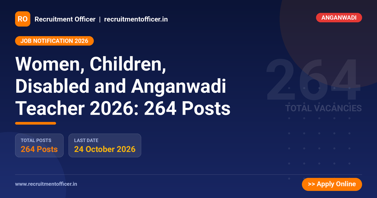 Women, Children, Disabled and Anganwadi Teacher 2026: 264 Posts 1 Women, Children, Disabled and Anganwadi Teacher 2026: 264 Posts - NRAI nrai.in