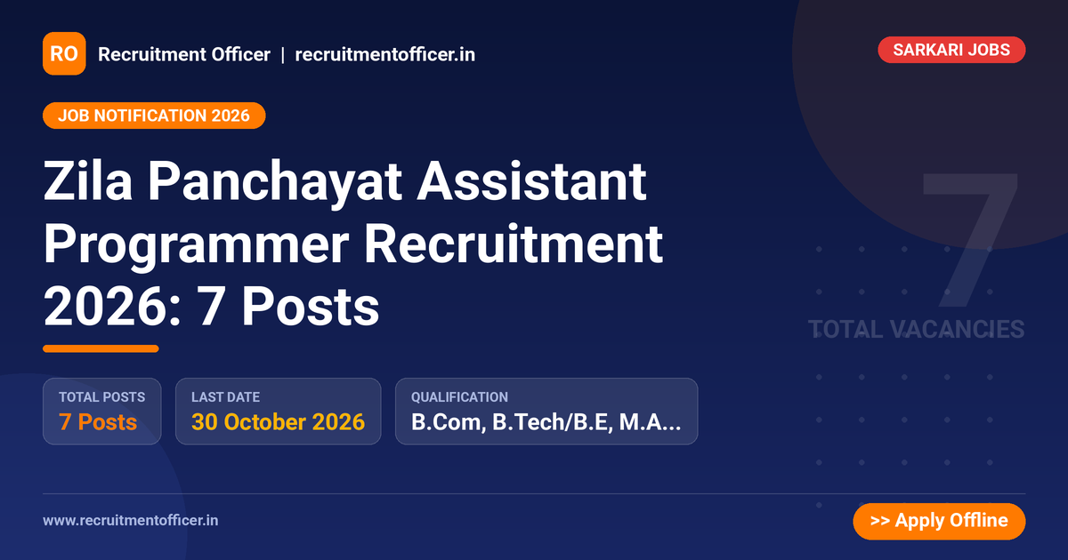 Zila Panchayat Assistant Programmer Recruitment 2026: 7 Posts 1 Zila Panchayat Assistant Programmer Recruitment 2026: 7 Posts - NRAI nrai.in