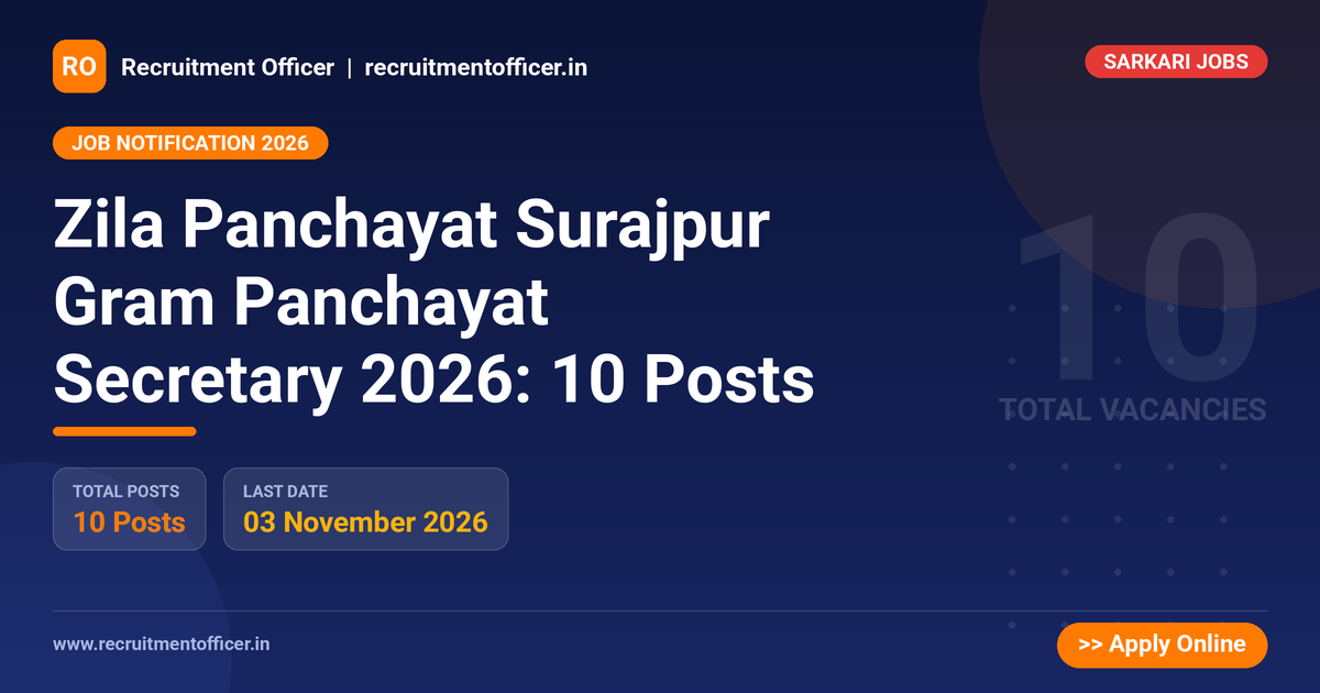 Zila Panchayat Surajpur Gram Panchayat Secretary 2026: 10 Posts - NRAI nrai.in